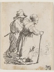 Twee zwervers, een man en een vrouw