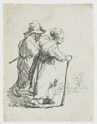 Twee zwervers, een man en een vrouw