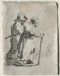 Twee zwervers, een man en een vrouw, c. 1634