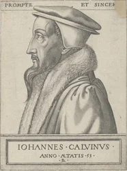 Jean Calvin (1509 - 1564), theoloog en primaire kracht in de Protestantse Reformatie, 53 jaar oud