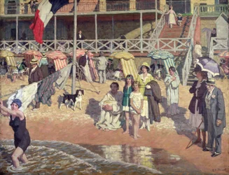 Badhuisgasten voor het Grand Hotel, Cabourg, ca. 1920
