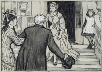 Het bezoek, illustratie uit La Jeune Fille Bien Élevée van René Boylesve