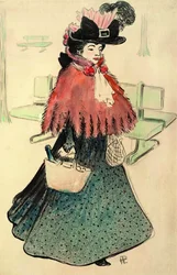 De mooie Jodin gaat winkelen. Le Rire magazine, 1896
