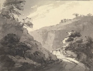 Landschap met weg op de voorgrond
