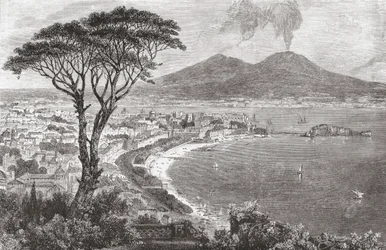 Napels en de Vesuvius, Italië in de late 19e eeuw. Uit Italiaanse Prenten door Rev. Samuel Manning, gepubliceerd c.1890.