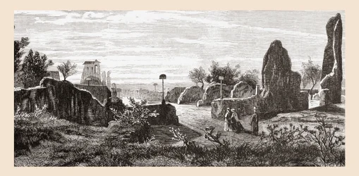 Ruïnes van het Paleis van de Caesars, Palatijnse Heuvel, Rome, Italië eind 19e eeuw. Uit Italiaanse afbeeldingen door Rev. Samuel Manning, gepubliceerd c.1890.