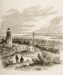 Sandy Hook New Jersey, gezien vanaf de vuurtoren in de jaren 1870, c.1880