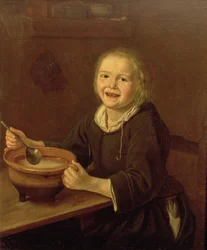 Jongen die Pap Eet