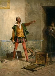 Don Quichot in zijn bibliotheek met zijn nichtje