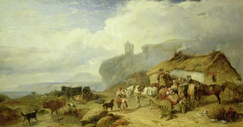 Rustpauze van de Veedrijver, Eiland Mull in de Verte, 1845