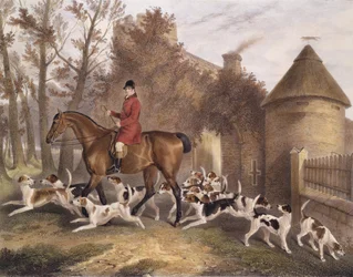 W. Sebright, Jager van de Milton Hounds, gegraveerd door J.W. Giles, 1839