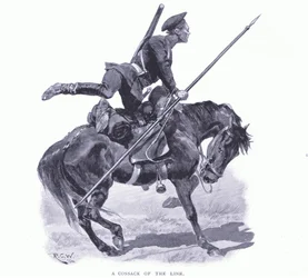 Een Kozak van de linie, illustratie uit Cassells History of the Russo-Japanese War Vol 1, ca. 1900