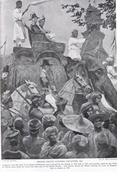 Britse troepen betreden Singapore, 1824, illustratie uit 