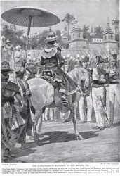 De overgave van Rangoon aan de Britten, 1824, illustratie uit 