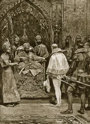 Een vroeg Engels gezantschap naar India, 1599, illustratie uit 