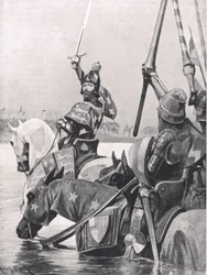 Edward III steekt de Somme over voor de Slag bij Crecy, illustratie uit 