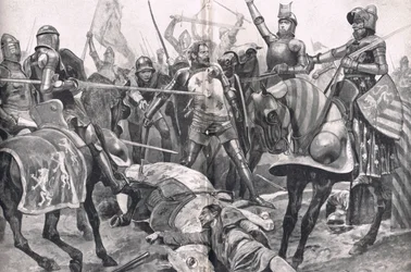 De laatste stand van Jan II van Frankrijk bij de Slag bij Poitiers, illustratie uit 