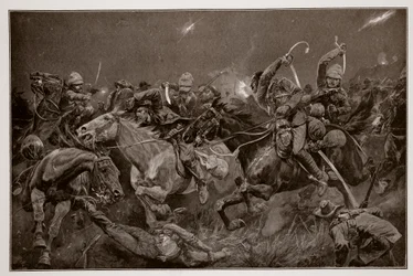 De nachtelijke aanval van de 19e Huzaren nabij Lydenberg op 7 november, 1900