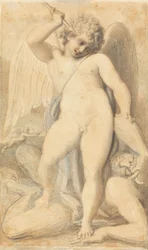 Cupido overweldigt een sater