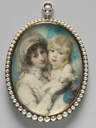 Portret van Catherine Clemens en haar zoon, John Marcus Clemens, ca. 1800