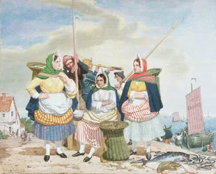 Vismarkt aan zee, c.1860