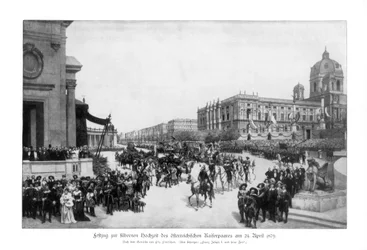 Processie bij de viering van het Zilveren Huwelijk van de Keizer en Keizerin van Duitsland, 24 april