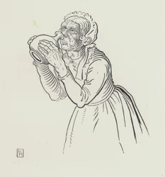 De oude vrouw en de wijnkruik