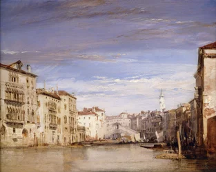 Een uitzicht op het Canal Grande Venetië, vanaf het Palazzo Bernardo richting de Rialtobrug