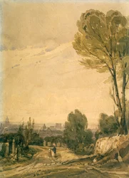 Parijs gezien vanaf de Père Lachaise begraafplaats, ca. 1825