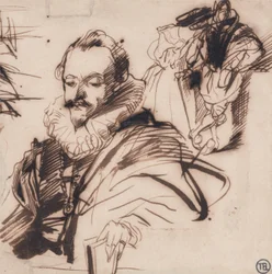 Studie van een Heer in 17e Eeuwse Kleding, Naar Van Dyck
