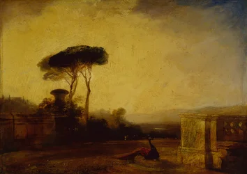Uitzicht op de tuinen van een villa nabij Florence