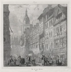 Pittoreske en Romantische Reizen in het Oude Frankrijk, Normandië: Rue du Gros Horloge, Rouen