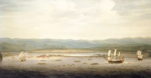 Uitzicht op Port Royal, Jamaica, ca. 1758
