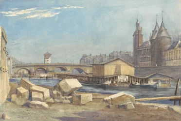 Île de la Cité, de Pont au Change, en de Conciergerie, Parijs, 1837