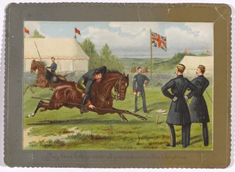 Tent Pegging Moge alle je inspanningen deze kerst bekroond worden met geluk, circa 1890