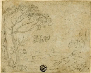 Italiaans Landschap met Parasolpijnboom op de Voorgrond
