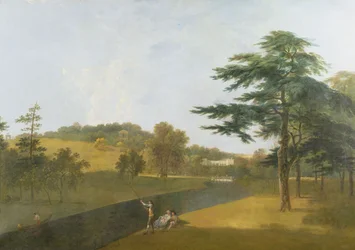 Zuidelijk uitzicht op Wilton House, over de Nadder