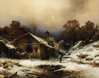 Besneeuwd Landschap met Boerderij