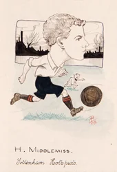 Bert Middlemiss, Tottenham Hotspur, tekening voor een set sigarettenkaarten, 1907