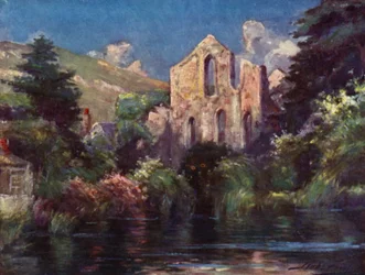 Valle Crucis Abdij (kleur litho)