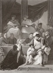 Proces van het huwelijk van Hendrik VIII (gravure)