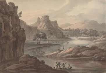 Rivierlandschap met een kasteel
