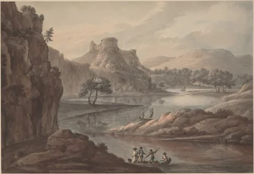 Rivierlandschap met een kasteel