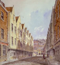 Uitzicht op Great Winchester Street met Winchester Place zichtbaar in de verte, Londen, 1839