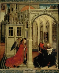 De Aankondiging. (schilderij op hout)