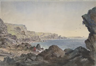 Foilhummerum Baai, Valentia, Uitzicht op Zee vanaf het Punt waar de Kabel...
