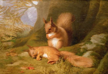 Eekhoorns in een Bos, 1874