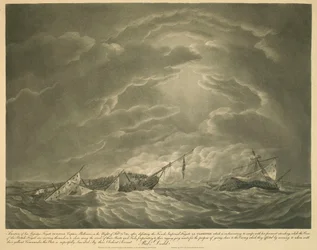 Situatie van Zijne Majesteits Fregat EUROTAS Kapitein Phillimore, in de nacht van 25 februari 1814, na het verslaan van het Franse keizerlijke fregat LA CLORINDE, dat probeert te ontsnappen met haar voormast overeind; terwijl de bemanning van het Britse fr