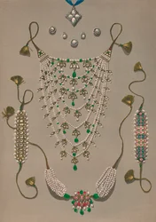 Kruis hanger broches & oorbellen, suite van Indiase ornamenten, 1863