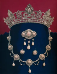 Parure van diamanten en parels - Het geschenk van ZKH de Prins van Wales, 1863
